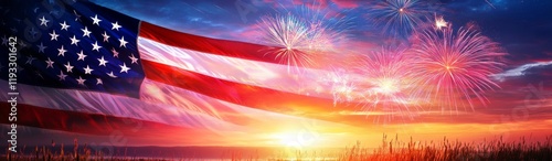 Patriotic Sunset Fireworks ...