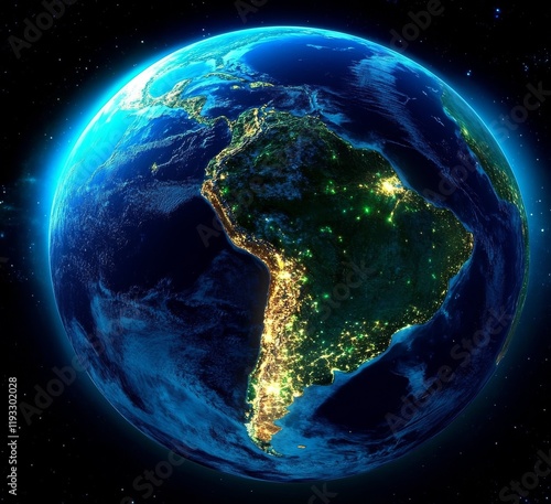 South America at Night Eart...
