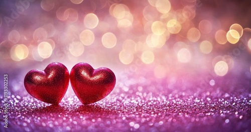 Two Glittery Red Hearts on ...