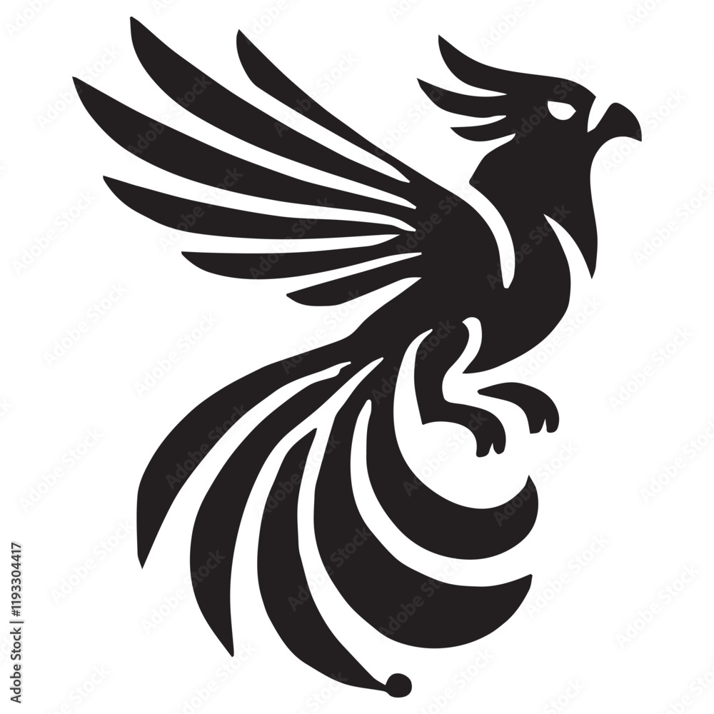 Obraz premium Silhouette of a bird on white background 