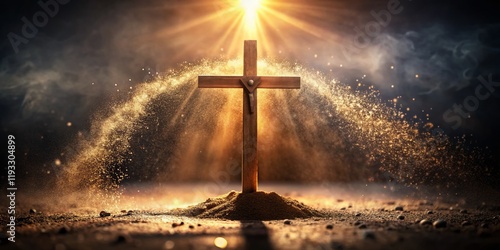 Ash Wednesday Lent Cross Dust Jesus Suffering Resurrection Glow Stock Photo