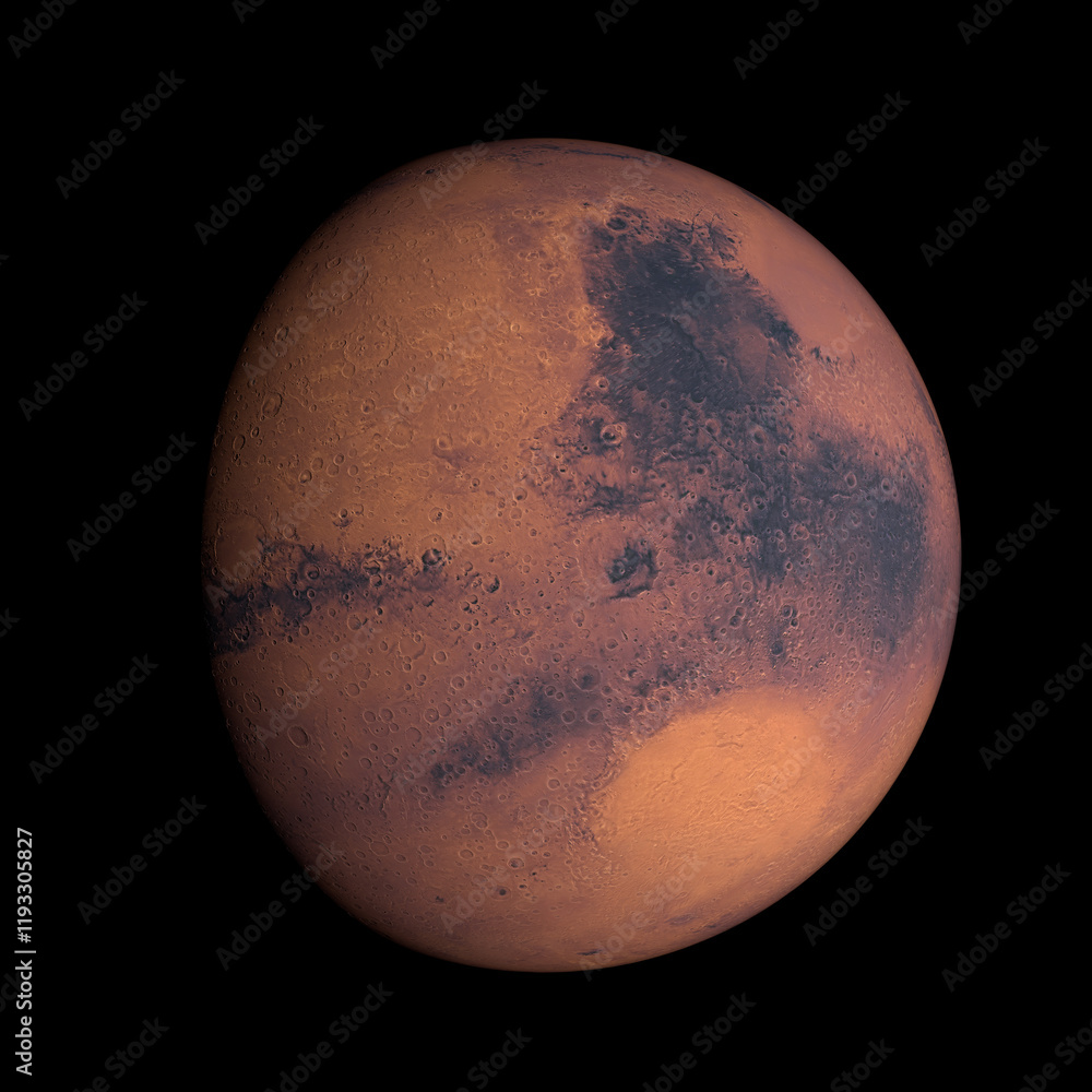 mars planet 3d render high detailed map