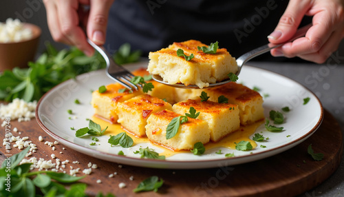 Wallpaper Mural Classic Potato Gratin with Cheese and Parsley on a Rustic Plate Torontodigital.ca