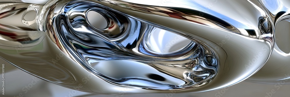 Abstract Metallic Structure with Reflective Surfaces in a Modern Art Setting Abstract Metallic Structure with Reflective Surfaces in a Modern Art Setting