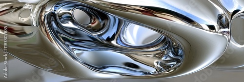 Abstract Metallic Structure with Reflective Surfaces in a Modern Art Setting photo