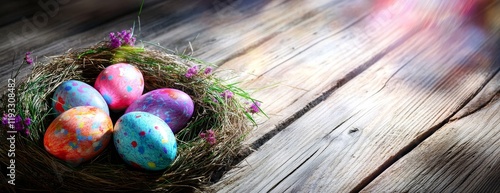 Painted Easter Eggs in Nest...