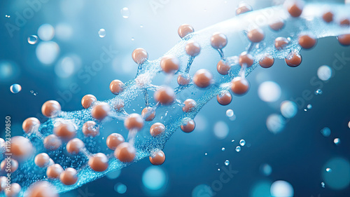 Wallpaper Mural Abstract visualization of molecular structure with glowing particles and fluid dynamics Torontodigital.ca