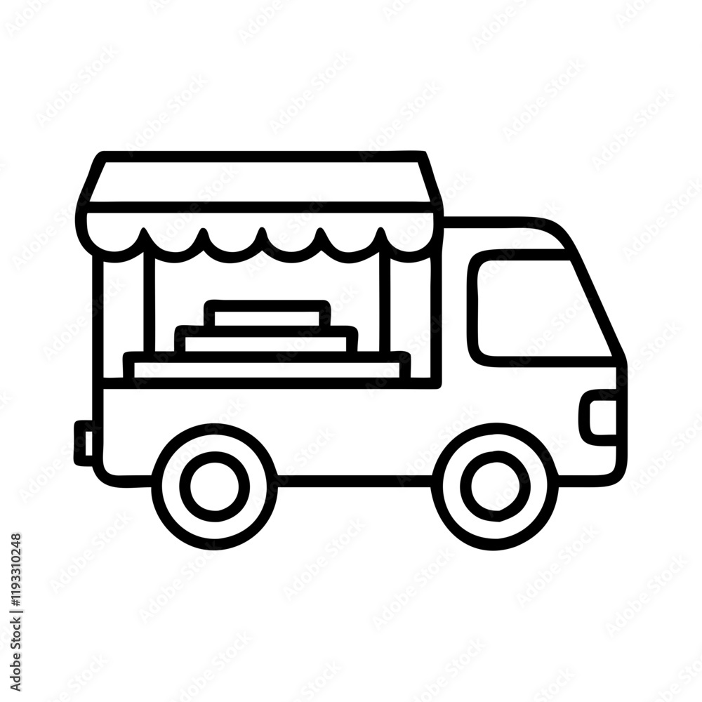 food truck icon, food truck line art - simple line art of food truck, perfect for food truck logos and icons and themed design food truck icon, food truck line art - simple line art of food truck, perfect for food truck logos and icons and themed design