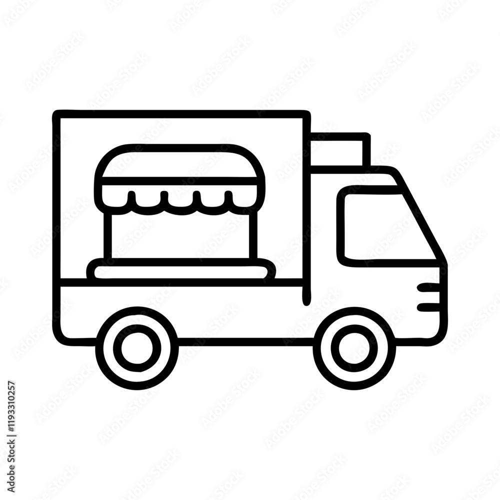 food truck icon, food truck line art - simple line art of food truck, perfect for food truck logos and icons and themed design food truck icon, food truck line art - simple line art of food truck, perfect for food truck logos and icons and themed design