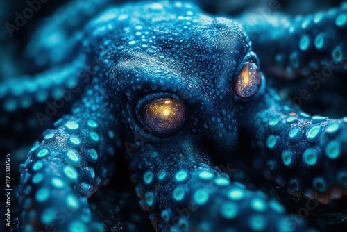 concept of a computer virus depicted with ominous tentacles spreading through icy blue digital code, creating a sense of technological peril and the threat of cyber security issues