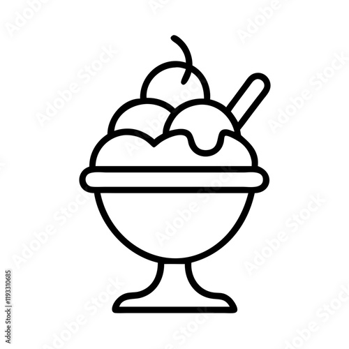 ice cream sundae icon, ice cream sundae line art - simple line art of ice cream sundae, perfect for ice cream sundae logos and icons and themed design