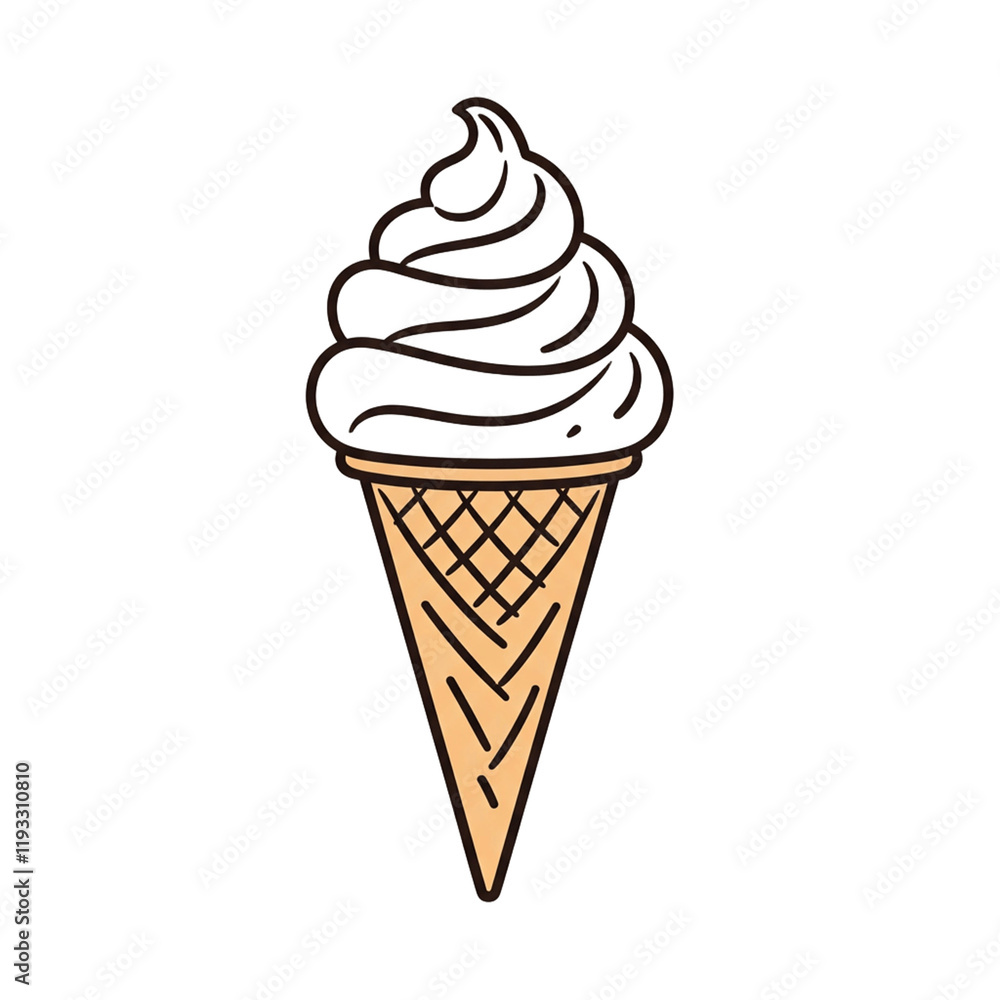 ice cream cone, Line art ice cream transparent background. ice cream cone, Line art ice cream transparent background.