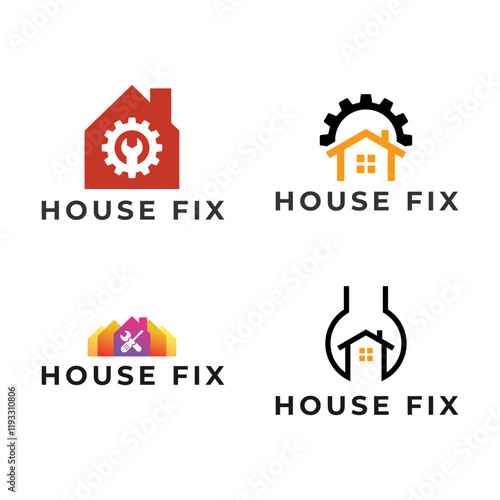 Set of House Repairs logo design template vector illustration. House renovation symbol, icon.