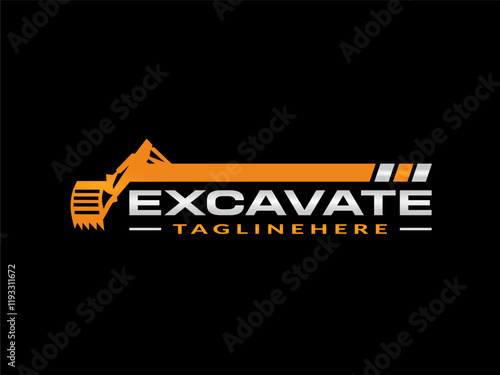 Excavator typography logo design simple