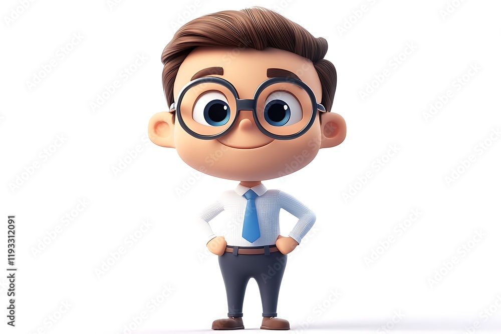 Adorable Kid in Suit with Big Eyes Illustration Adorable Kid in Suit with Big Eyes Illustration