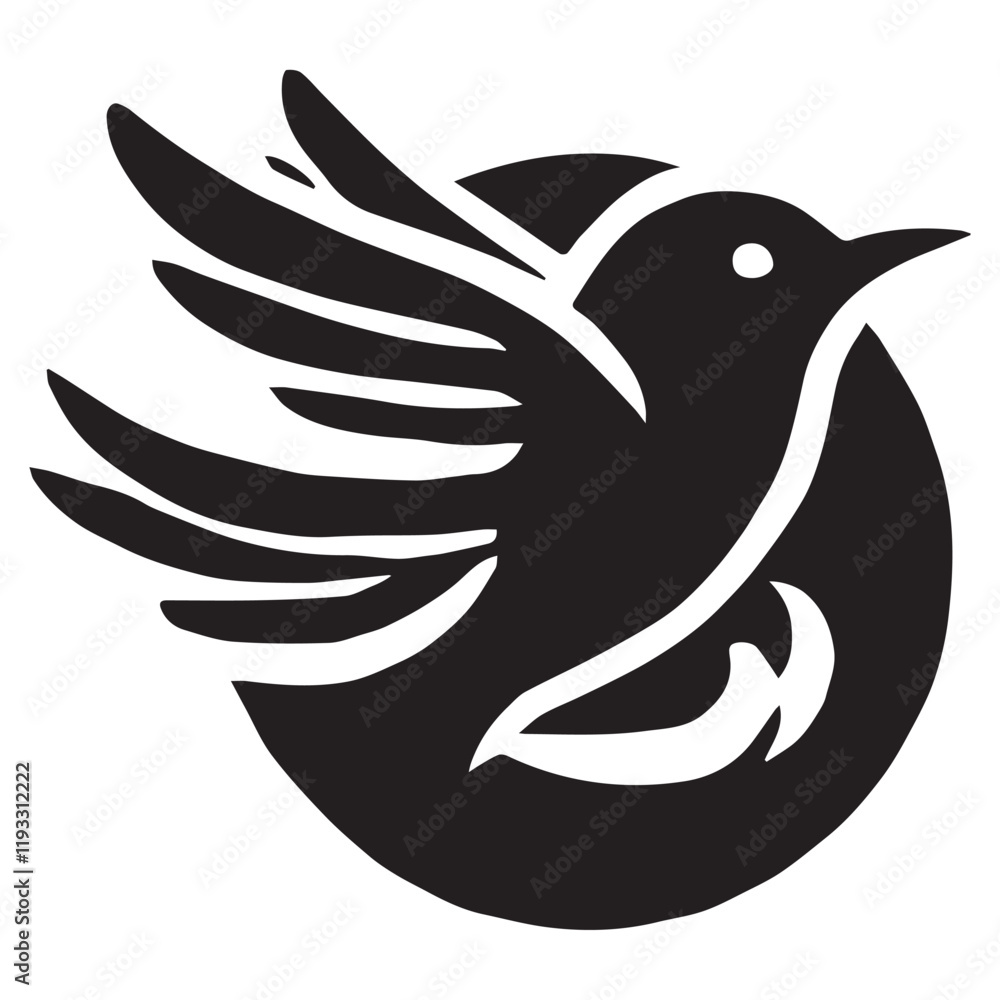 Silhouette of a bird on white background Silhouette of a bird on white background
