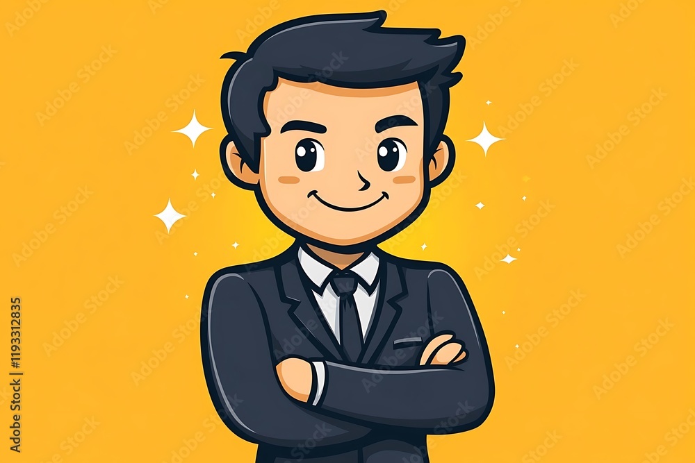 Confident Businessman Vector Portrait Art Confident Businessman Vector Portrait Art