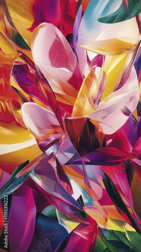 vibrant fusion of sharp and soft shapes in colorful abstract design