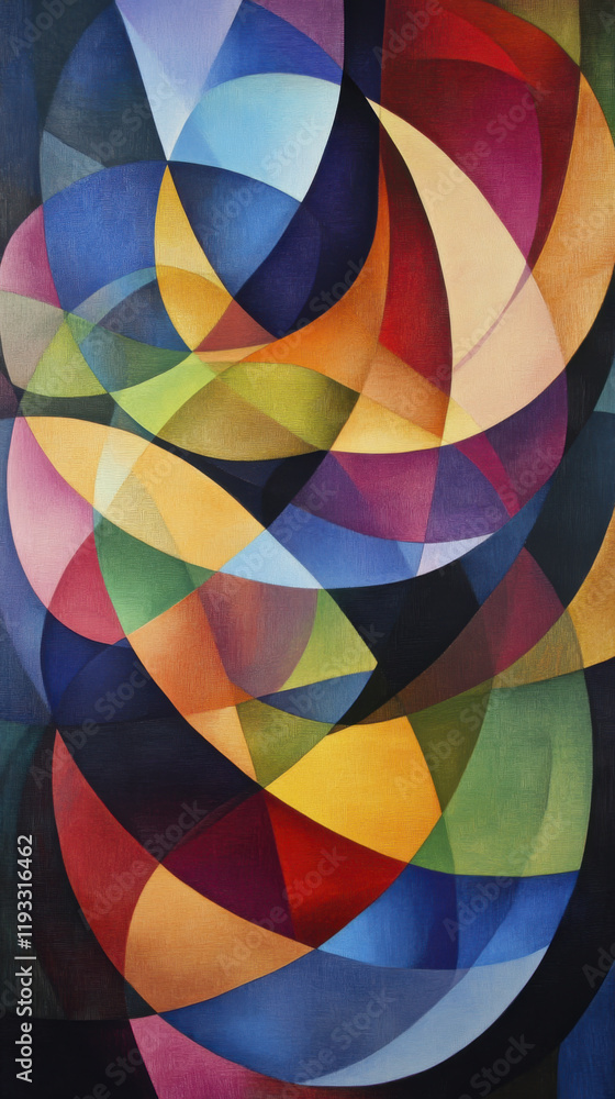 Obraz premium Colorful abstract geometric shapes create vibrant and dynamic composition