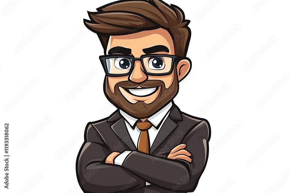 Smiling Confident Businessman Cartoon Avatar Smiling Confident Businessman Cartoon Avatar