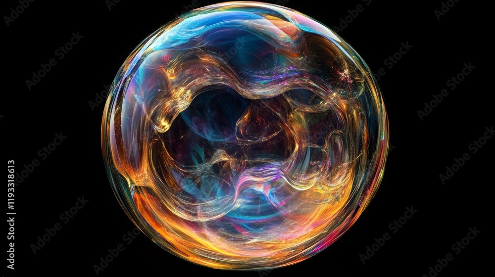 3D holographic glass fluid object resembling a bubble with reflective effects. 3D holographic glass fluid object resembling a bubble with reflective effects.