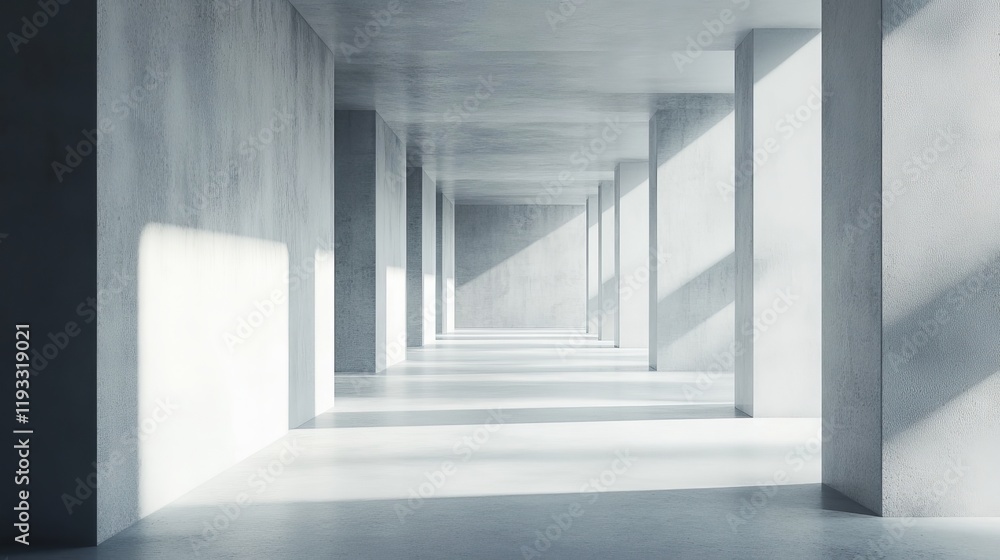 Obraz premium 3D serene interior with light gray walls and creative empty space