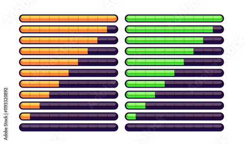 Loading color set, percentage of the app downloaded to your device. Vector illustration