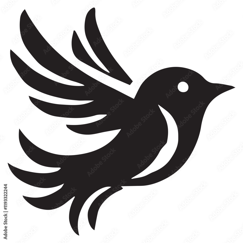 Fototapeta premium Silhouette of a bird on white background 