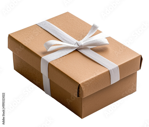 Gift box wrapped with ribbon resting on a clean surface in natural light