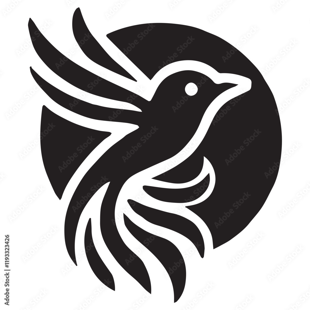 Fototapeta premium Silhouette of a bird on white background 
