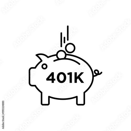 401k retirement savings icon Flat illustration sign