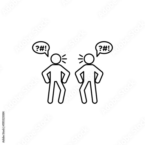 Angry people conflicts icon Flat illustration sign
