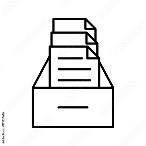 Archival box with documents icon Flat illustration sign