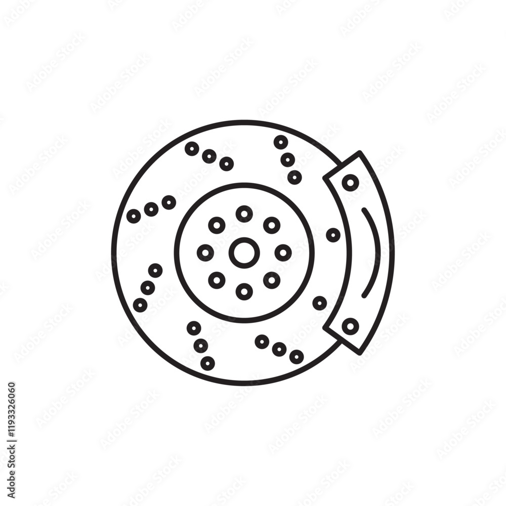 Car brake disk with caliper icon Flat illustration sign Car brake disk with caliper icon Flat illustration sign