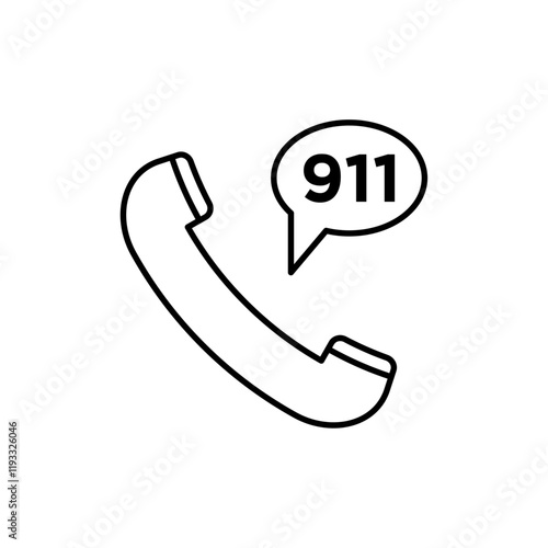 Call 911 phone number icon Flat illustration sign