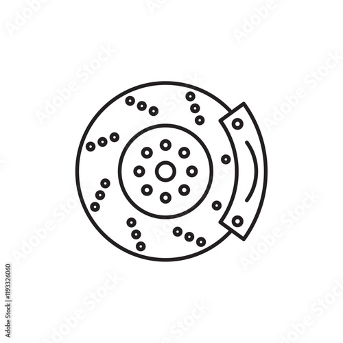 Car brake disk with caliper icon Flat illustration sign