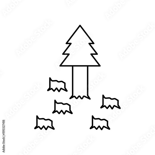 Destruction of forests icon Flat illustration sign