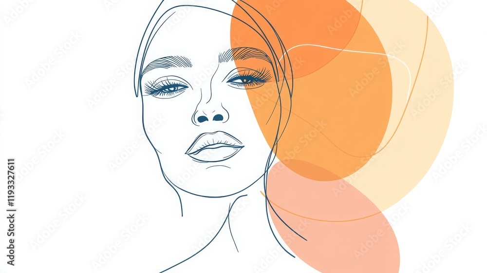 Minimalist continuous line art of a woman’s face on a white background Minimalist continuous line art of a woman’s face on a white background