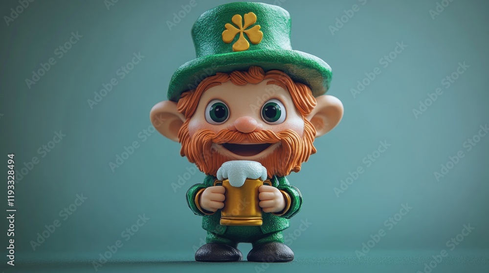 Cheerful cartoon leprechaun holding beer mug with shamrock hat. Saint Patrick's Day, St Paddy's Day, St Patty's Day - Irish National Holiday and Cultural Celebration Cheerful cartoon leprechaun holding beer mug with shamrock hat. Saint Patrick's Day, St Paddy's Day, St Patty's Day - Irish National Holiday and Cultural Celebration