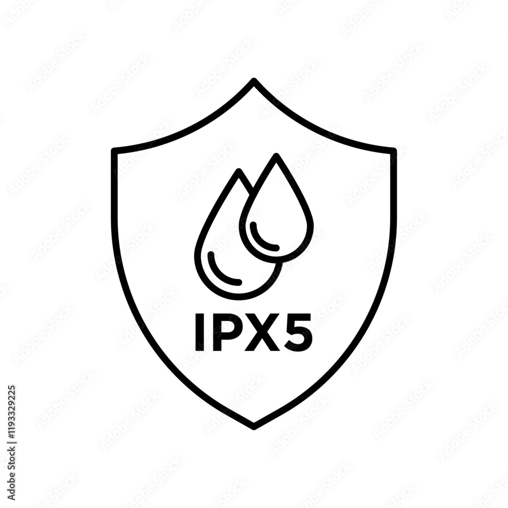 Ipx5 waterproof icon Flat illustration sign Ipx5 waterproof icon Flat illustration sign