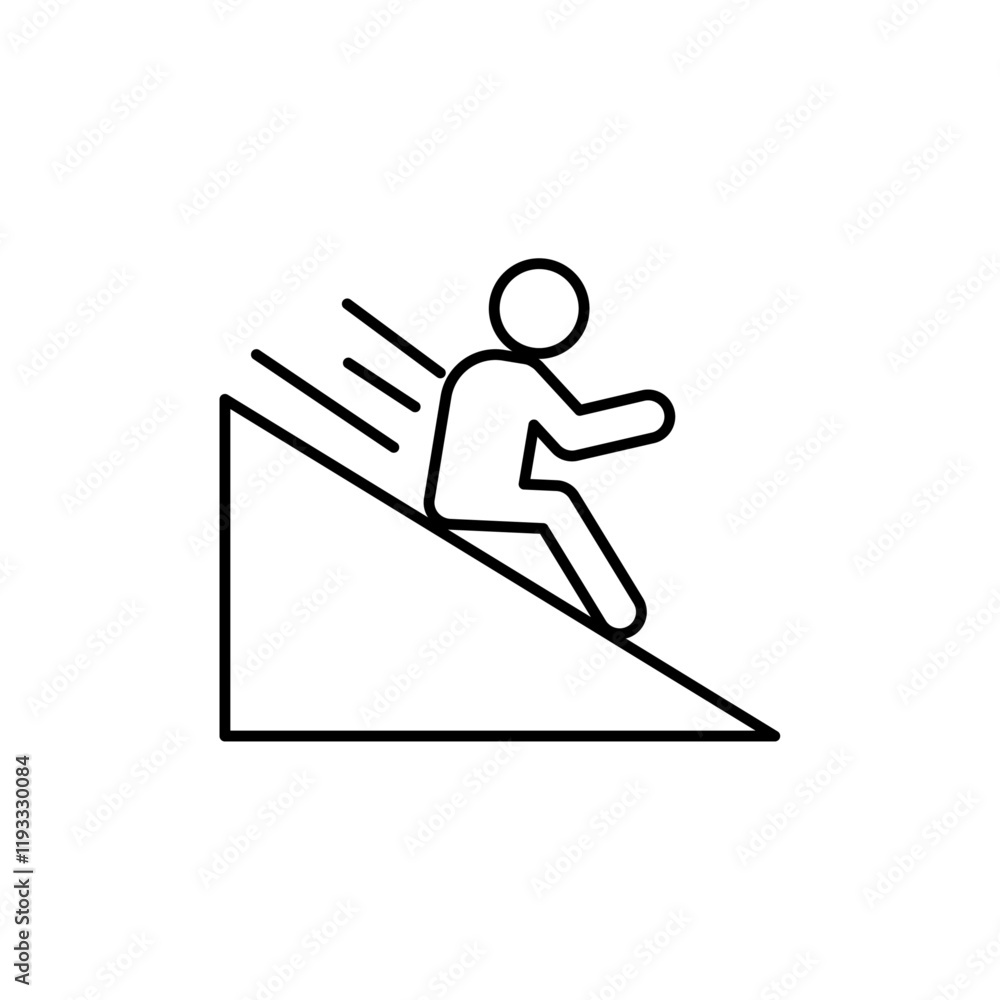 Man slide on slope icon Flat illustration sign Man slide on slope icon Flat illustration sign
