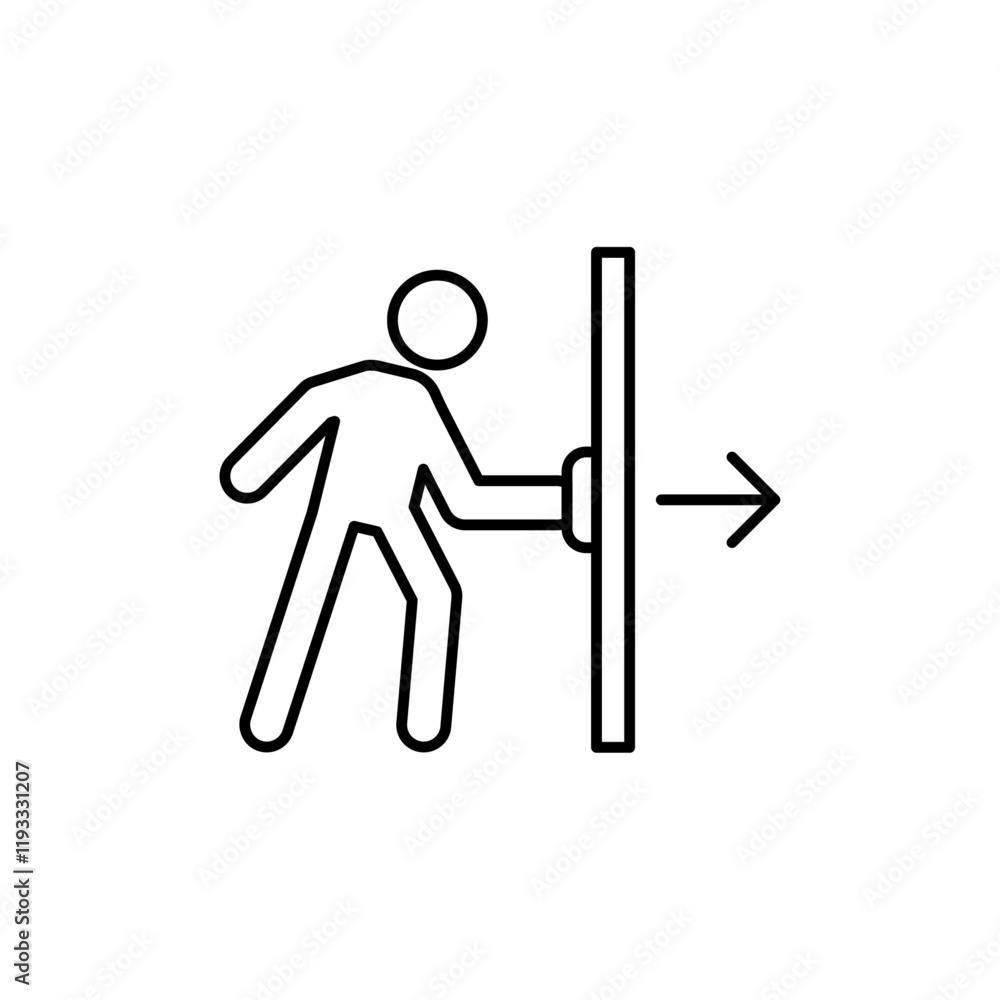 Person push the door icon Flat illustration sign Person push the door icon Flat illustration sign