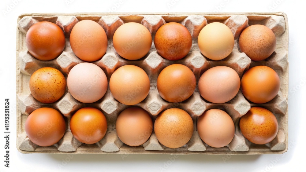 Box with eggs isolated on white background, top view
Box with eggs isolated on white background, top view