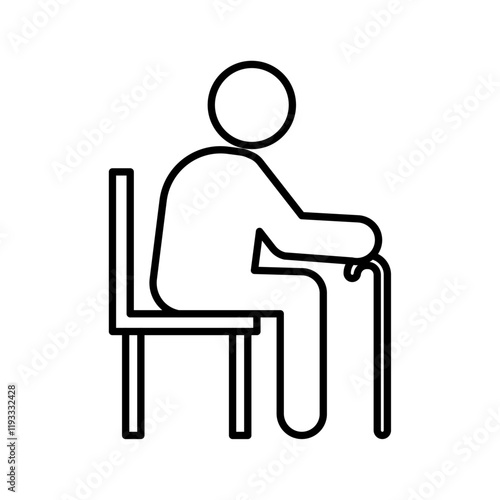 Seniors or old man sitting icon Flat illustration sign