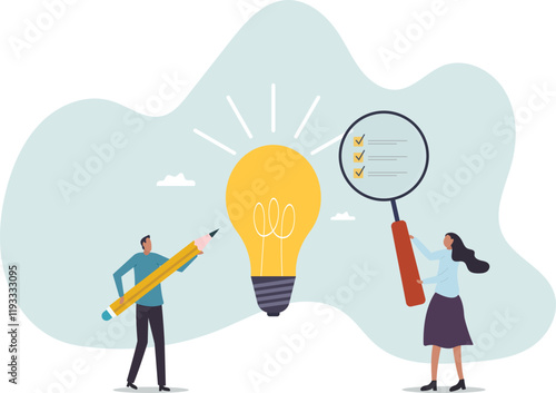 Business viability checking, validate idea by market research to see possibility to success in real world,business concept.flat character.