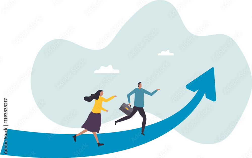 Growth strategy, career path development or growing business, employee training or improvement, job promotion .business concept.flat character. Growth strategy, career path development or growing business, employee training or improvement, job promotion .business concept.flat character.