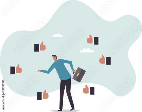 Appreciate or acknowledge coworker, respect or honor for great people, admiration or thank you, gratitude.business concept.flat character.