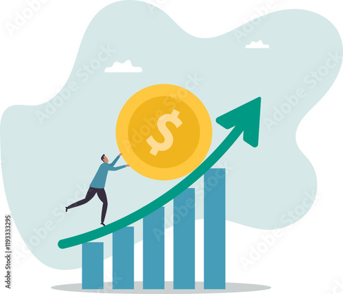 Compound interest exponential growth, investing earning profit, wealth management or savings, pension fund growing in long term investment.business concept.flat character.