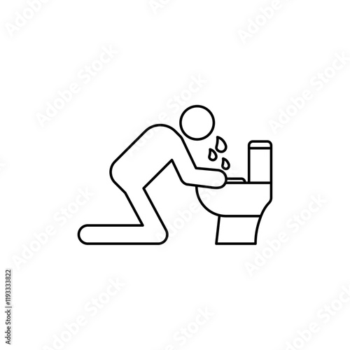 vomiting in bathroom icon Flat illustration sign