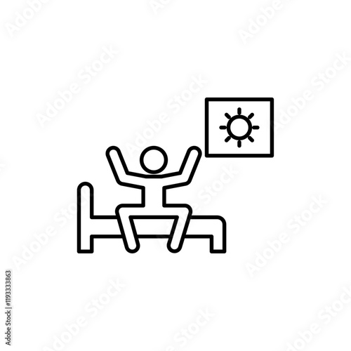 Wake up in the morning icon Flat illustration sign